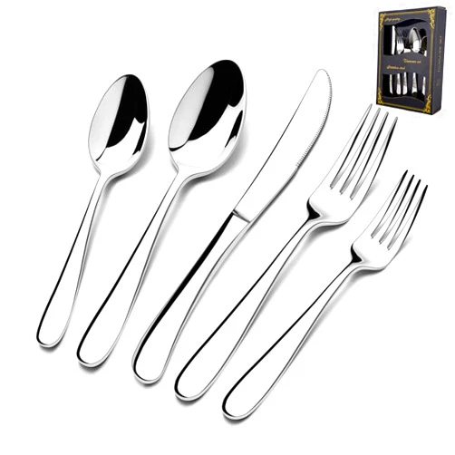 HaWare 20-Piece Heavy Silverware Set, Premium Grade Stainless Steel Flatware Cutlery Set, Modern and Elegant Design for Home| Restaurant| Wedding, Mirror Polished and Dishwasher Safe(Raindrop)
