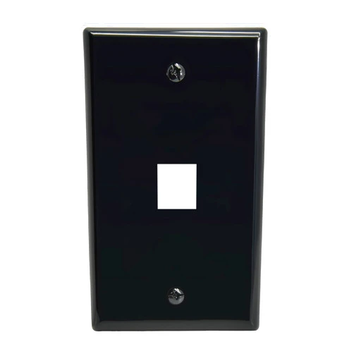 InstallerParts 1 Port Keystone Wall Plate Black Smooth Face