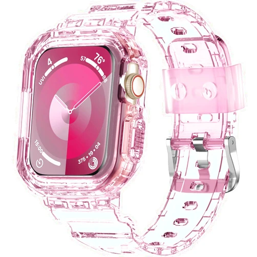 IMIVIO Compatible with Apple Watch Band 40mm 38mm 41mm 42mm 44mm 45mm 49mm Women Men, Crystals Clear Wristband with Bumper Case for iWatch Ultra 2/1 Series 9 8 7 SE/6 5 4 3 2 1