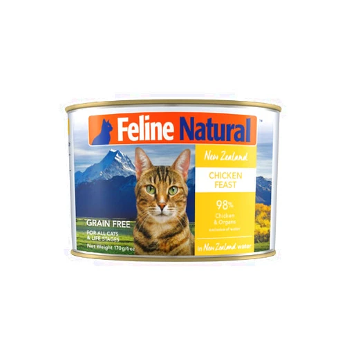 Feline Natural - BPA-Free & Gelatin Free Canned Cat Food - Chicken, 6oz (12 Pack)