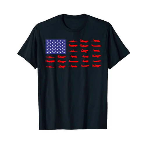 BoredKoalas Aviation Lovers Shirts Pilot Gifts US Flag Airplanes Patriotic Aviation American Pilot Gift T-Shirt