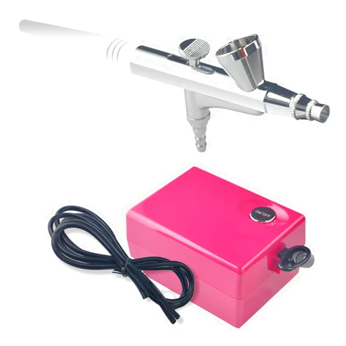 HUBEST Airbrush Makeup System kit with Mini Compressor Beauty Face Paint Kit 0.4mm Needle and Nozzle Nail Body Paint Set Cosmetic 3 Level Pressure Adjustable