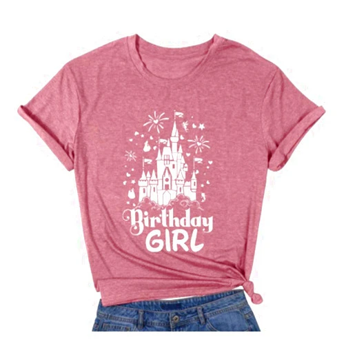 MNLYBABY Birthday Shirt Women Magical Tshirt Cute Birthday Party Shirts Magic Kingdom Short Sleeve Tee Top
