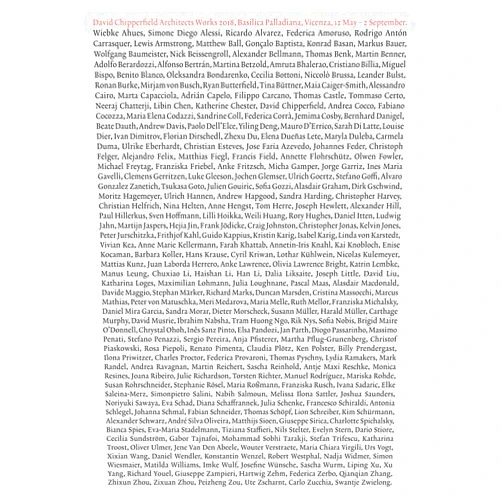 Rik Nys,David Chipperfield,Fulvio Irace David Chipperfield Architects: Works 2018: Vicenza, Basilica Palladiana, 12 May–2 September