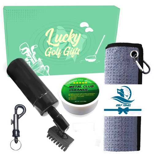 FINGER TEN Golf Club Cleaner Brush Kit with Towel Microfiber Waffle and Golf Iron Polishing Set for Golf Bags Gift Box for Men Women, Retractable Clip Accessories Tool