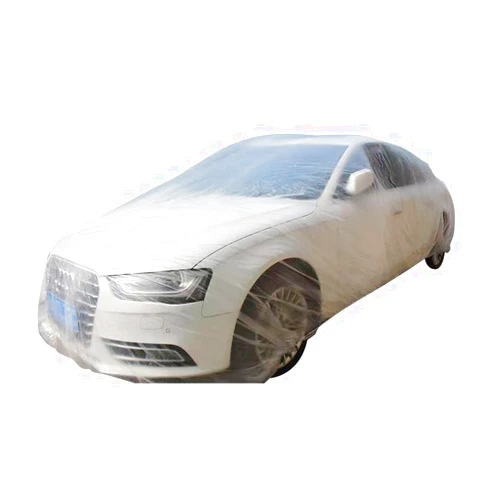 ANDECH 3 Pcs Disposable Car Cover，Plastic Car Cover Waterproof Full Exterior Covers Disposable Full Car Cover with Elastic Band Clear Car Protector for Sedan Outdoor Snow Rain Weather(12.4'x19.6')