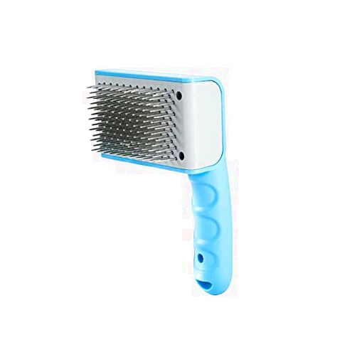 Hromen Self Cleaning Sticker Brush for Cat & Dog, Pet Brush with Pushing Button,Quick & Easy Pet Fur Removal - Fine & SAFE Bristles To Detangle & Massage DOG SKIN or CAT SKIN