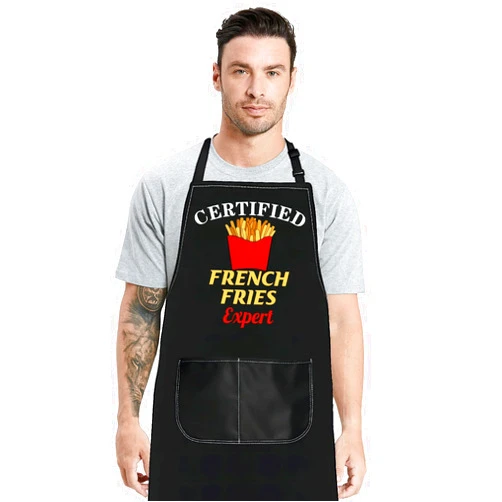 JNIAP French Fries Apron French Fries Lovers Gifts Certified French Fries Expert Fast Food Lover Gifts