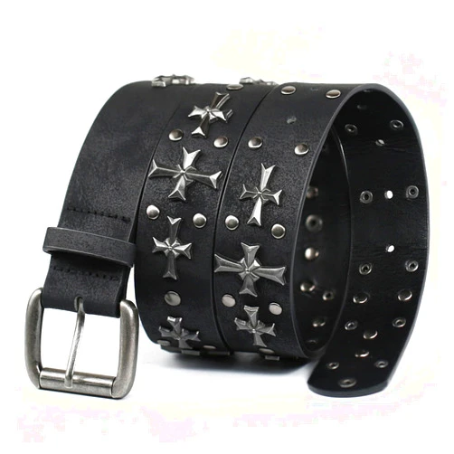 blu&ben Studded Belt Women Y2K Belt Metal Punk Rock Style Rivet Gothic Belts with Cross Rivet for Jeans Pants