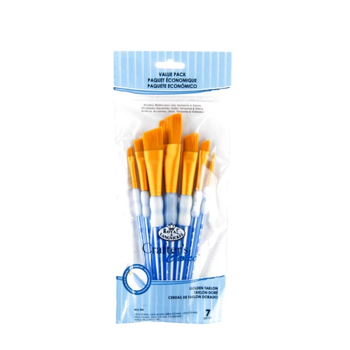 Royal & Langnickel Royal and Langnickel RCC 304 Crafter's Choice Angular Taklon Variety Brush Set - Gold (Pack of 7)