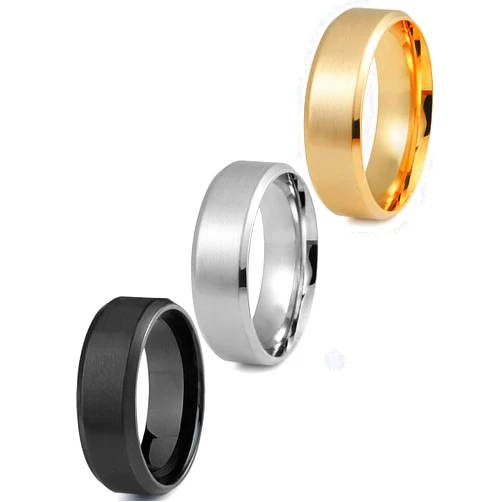 Jstyle Stainless Steel Rings for Men Wedding Ring Cool Simple Band 8MM Width 3 Pcs A Set