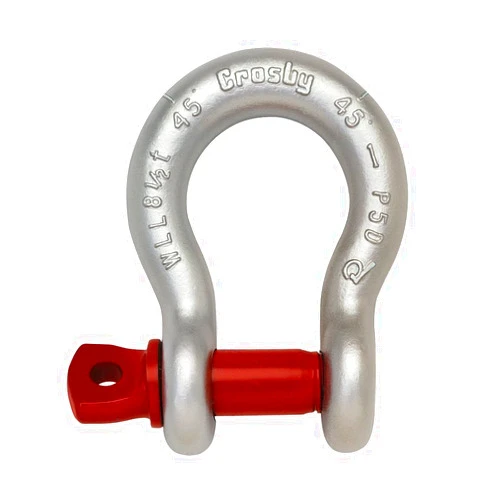 Crosby 1018552 Carbon Steel G-209 Screw Pin Anchor Shackle, Galvanized, 9-1/2 Ton Working Load Limit, 1-1/8