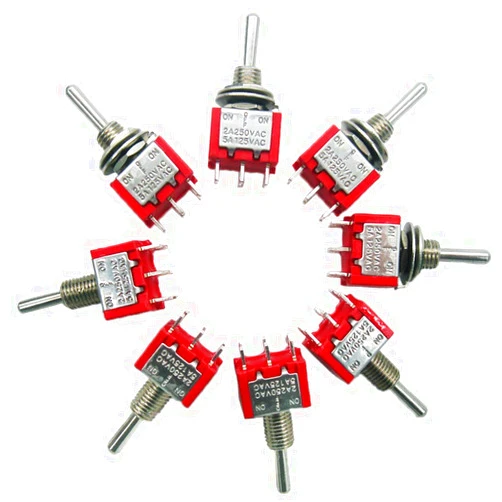 mxuteuk 8pcs 6 Terminal 3 Position DPDT Mini Miniature Toggle Switch ON/Off/ON Car Dash Dashboard 5A 125V 2A 250V MTS-203