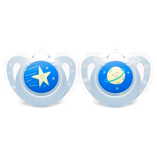 NUK | Orthodontic Pacifiers | 0-6 Months | Best Pacifier for Breastfed Babies | BPA Free | Shaped to Soothe Just Like Mom | 2-Pack (Blue) (Outerspace Blue(0-6 Month))