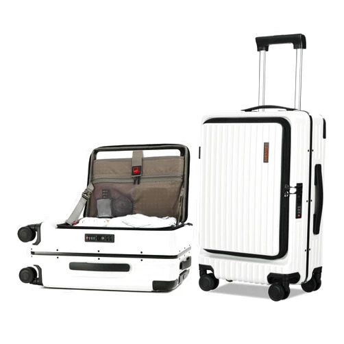 CENSIEN Carry On Luggage with Spinner Wheels, 20 Inch Airline Approved Suitcase, Lightweight ABS+PC Hard Shell Suitcases with Aluminum Frame, Top Opening, TSA Lock (White, 1 PC)