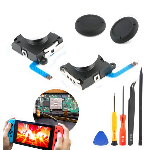 YWLRONG 2 Pack Joystick for Nintendo Switch 3D Analog Joysticks for Nintendo Switch Lite/Switch OLED Stick Thumbstick Replacement Parts with Repair Tools
