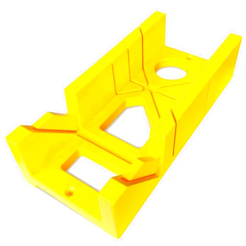 Hanpex 12 Inch Heavy Duty Mitre Box Cuts both 45 degree and 90 degree Miter Angles for Accurate Cutting, Impact-Resistant ABS plastic Miter Box for DIYer, Woodworker, Woodcarver, Carpenter, Yellow