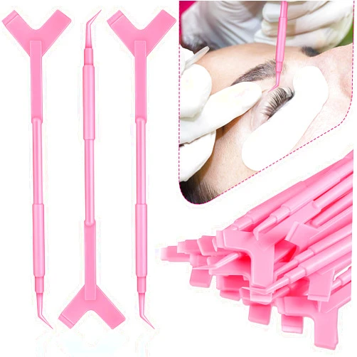 Honoson 30 Pieces Y Shape Eyelash Lift Tool Eyelash Brush Eyelash Lift Eyelash Lifting Tool Brush Silicone Grafting Eyelash Lift Brush for Eyelash Extension Makeup Tool (Pink)