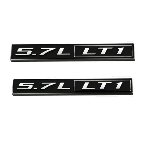 Tomilia 2pcs 5.7L Liter LT1 Real Engine Hood Emblem Badge Nameplate Crate Replacement for Universal Cars (Chrome Black), EI-SilveCutom#2