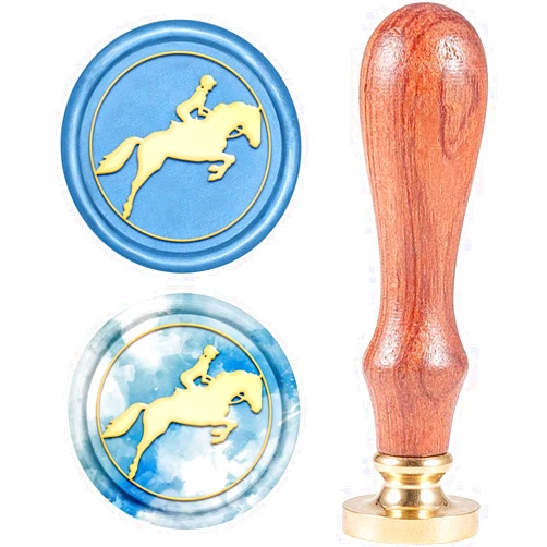 CRASPIRE Wax Seal Stamp Horse Racing Vintage Wax Sealing Stamps Sports Retro Wood Stamp Removable Brass Head 25mm for Envelopes Invitations Cards Embellishment