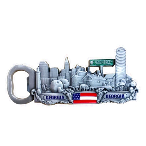Saddle Mountain Souvenir Georgia Metal Bottle Opener Fridge Magnet