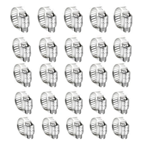 SDZONGES Hose Clamps, 25PCS Hose Clamps Stainless Steel, 3/8inch to 5/8inch Hose Clamp Assortment, Small Hose Clamps for Fuel Line, Plumbing, Pipe, Tube, Radiator(10-16mm).