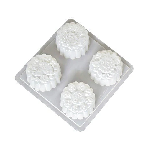 Fidt 4 Cavity Non-stick Silicone Fondant Cake Mooncake Mold Chocolate Muffin Cupcake Mould DIY Bakeware Mid-Autumn Festival Moon Cake Mould Handmade Baking Mold for Cookie Biscuit Chocolate Pumpkin Pie