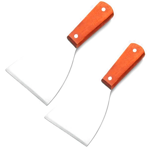Acronde 2PCS Stainless Steel Slant Grill Griddle Spatula Scraper Diner Flat Straight Blade