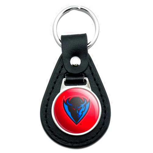 GRAPHICS & MORE Black Leather DePaul Secondary Logo Keychain