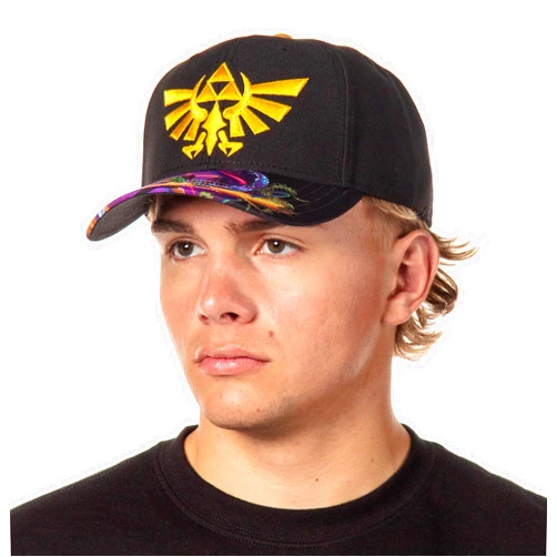 Nintendo Legend of Zelda Embroidered Crest with Sublimated Bill Design Adult OSFM Snapback Hat for Men and Women Black