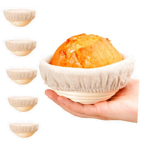 Kikcoin 5 Inch Banneton Bread Proofing Basket Set of 6, Kikcoin Mini Sourdough Bread Baking Supplies, Small Banneton Basket Proofing Baskets for Sourdough Bread Baking