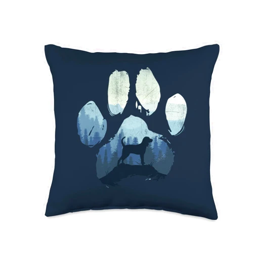 Pets Black and Tan Coonhound Paw Black and Tan Coonhound Dog Paw Mom Dad Mountains Throw Pillow