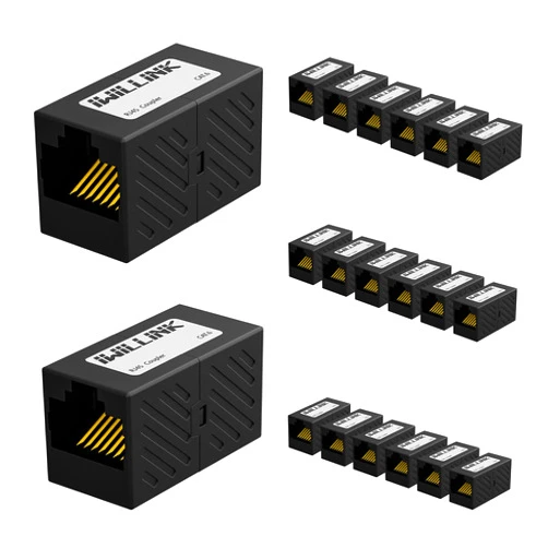 iwillink 20 Pack Cat6 RJ45 Ethernet Coupler, Female to Female RJ45 Connector for Cat7 Cat6 Cat5e Cat5 Ethernet Cable, Extender Adapter, Black