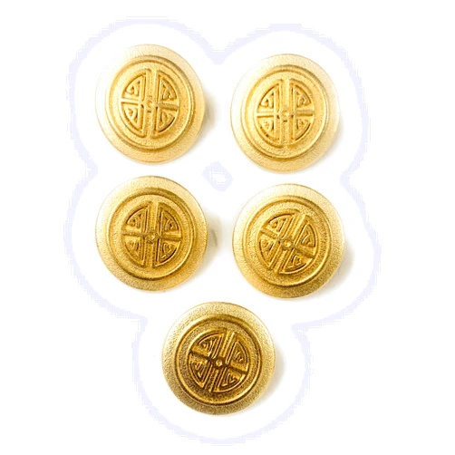 KATZ TRIMMINGS / Trims unlimited 14 kt .Matte Gold Buttons Set of inch Oriental - Chinese Design Elements inchfor Dress,Coat Suit 21mm , (5 7/8inch SOriental) 5pc-1-3/16 (30mm)Gold Basket Weave 887