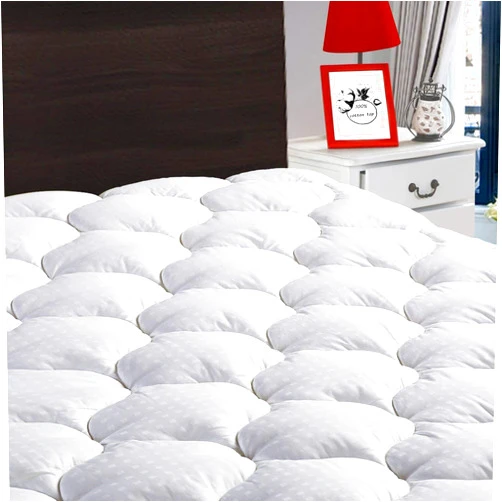 LEISURE TOWN Queen Mattress Pad Cover Cooling Mattress Topper Cotton Top Pillow Top with Snow Down Alternative Fill (8-21 Inch Fitted Deep) Pocket White