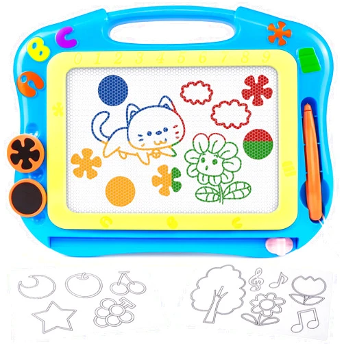 FLY2SKY Magnetic Drawing Board Magna Drawing Doodle Board Travel Size Toddler Toys for 1-2 Year Old Sketch Writing Colorful Erasable Sketching Pad Birthday Gifts Boys Kids Educational Learning Toy