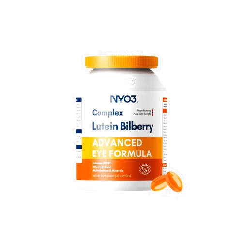 NYO3 Lutein 20mg and Zeaxanthin Supplements for Eyes, Advanced Bilberry Extract & Multivitamins & Minerals, 60 Capsules Supports Vision, Eye Health & Protection
