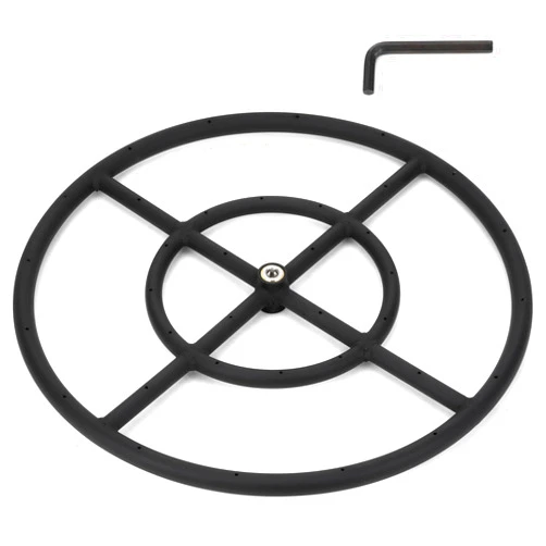 Stanbroil 24 Inch Round Fire Pit Burner Ring for Natural Gas & Propane Fire Pit Fireplace - Black Steel Fire Pit Burner for Indoor & Outdoor, BTU 296,000 Max