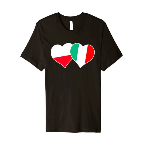 Italian Polish Flag Gifts Half Italian Half Polish Heart Love Italy Poland Poltalian Premium T-Shirt