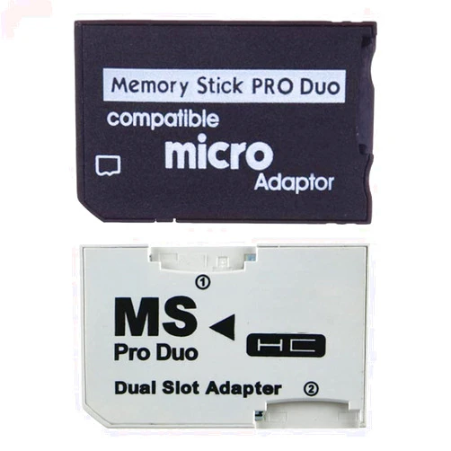 Kocak Gold Memory Card Adapter, Micro SD to Memory Stick PRO Duo, for PSP 1000 2000 3000, 128GB Capacity, White Dual Slot