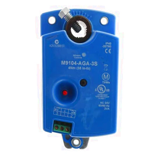 Johnson Controls M9104-AGA-3S Series M9104 Electric Non-Spring-Return Actuator, Floating Control, 4 Nm Torque, M3 Screw Terminals