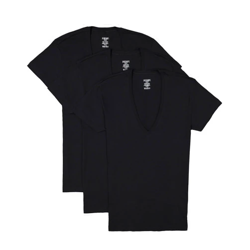 2(X)IST Mens Essential Cotton Slim Fit Deep V-Neck T-Shirt 3-Pack