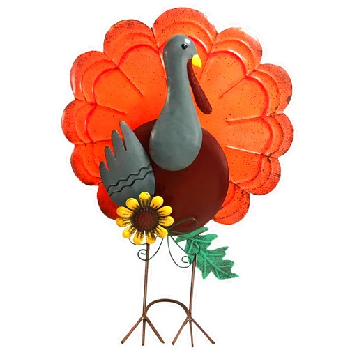 BEBEKULA 14.8 '' Thanksgiving Turkey Decoration Metal Free Standing Turkey Decoration for Autumn Fall & Winter