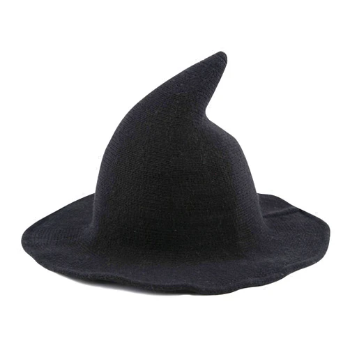 Edoneery Halloween Witch Hat for Women Wide Brim Foldable Pointed Cap for Halloween Party Costume Accessory