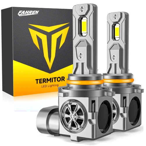 Termitor 9005 Bulbs Latest Upgraded 33000LM 900% Super Bright, 1:1 Halogen Size, 6000K Cool White, 60000Hrs Long Service Life with Cooling Fan, Plug and Play, Pack of 2