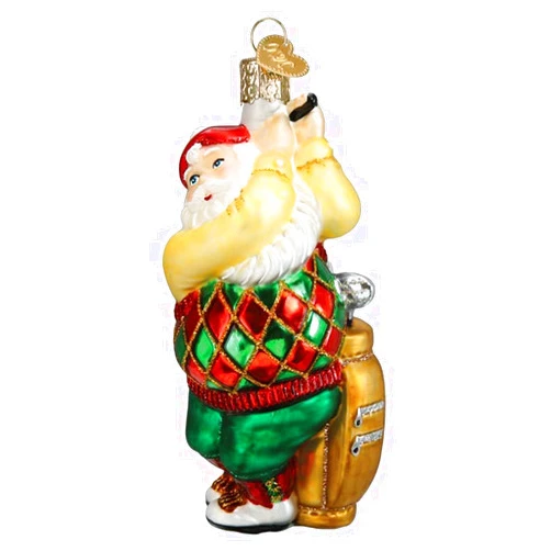 Old World Christmas Golfing Santa Glass Blown Ornament for Christmas Tree