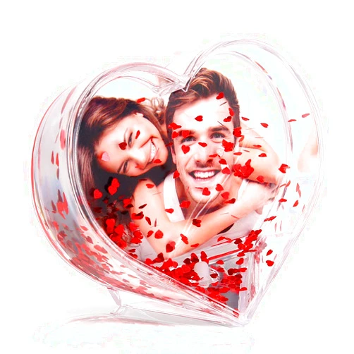Draxdlche Glitter Picture Frame Liquid Best Friends Acrylic Floating Water Personalized Snow Globe Photo Frame Cute Family Couple Custom Birthday Gifts for Women