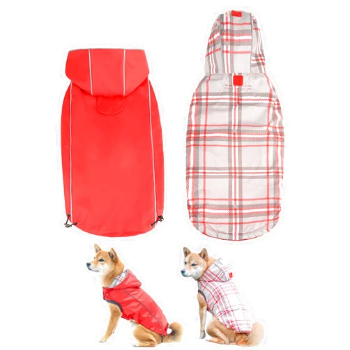 DILLYBUD Reversible Dog Raincoat Jacket for Small Medium Large Dogs, Reflective Waterproof Windproof Hooded Slicker Poncho Puppy Dog Clothes for Fall Winter, Stylish Jacket for Dogs Girls Boys