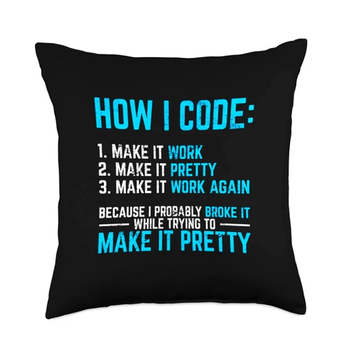 ABCComputer Software Engineer Apparel Programmer Coder Software Developer Programming Code Throw Pillow, 18x18, Multicolor