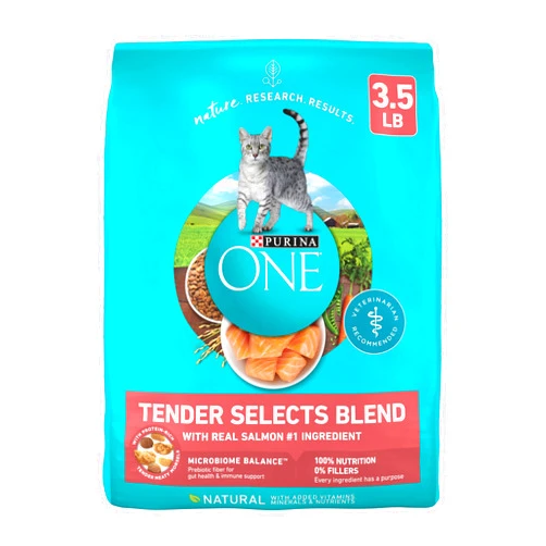 Purina ONE Natural Dry Cat Food, Tender Selects Blend With Real Salmon - 3.5 lb. Bag